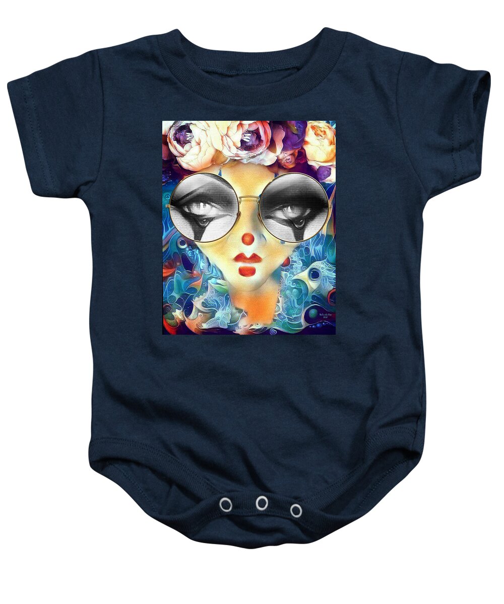 Digital Art Baby Onesie featuring the digital art Funny Face by Artful Oasis