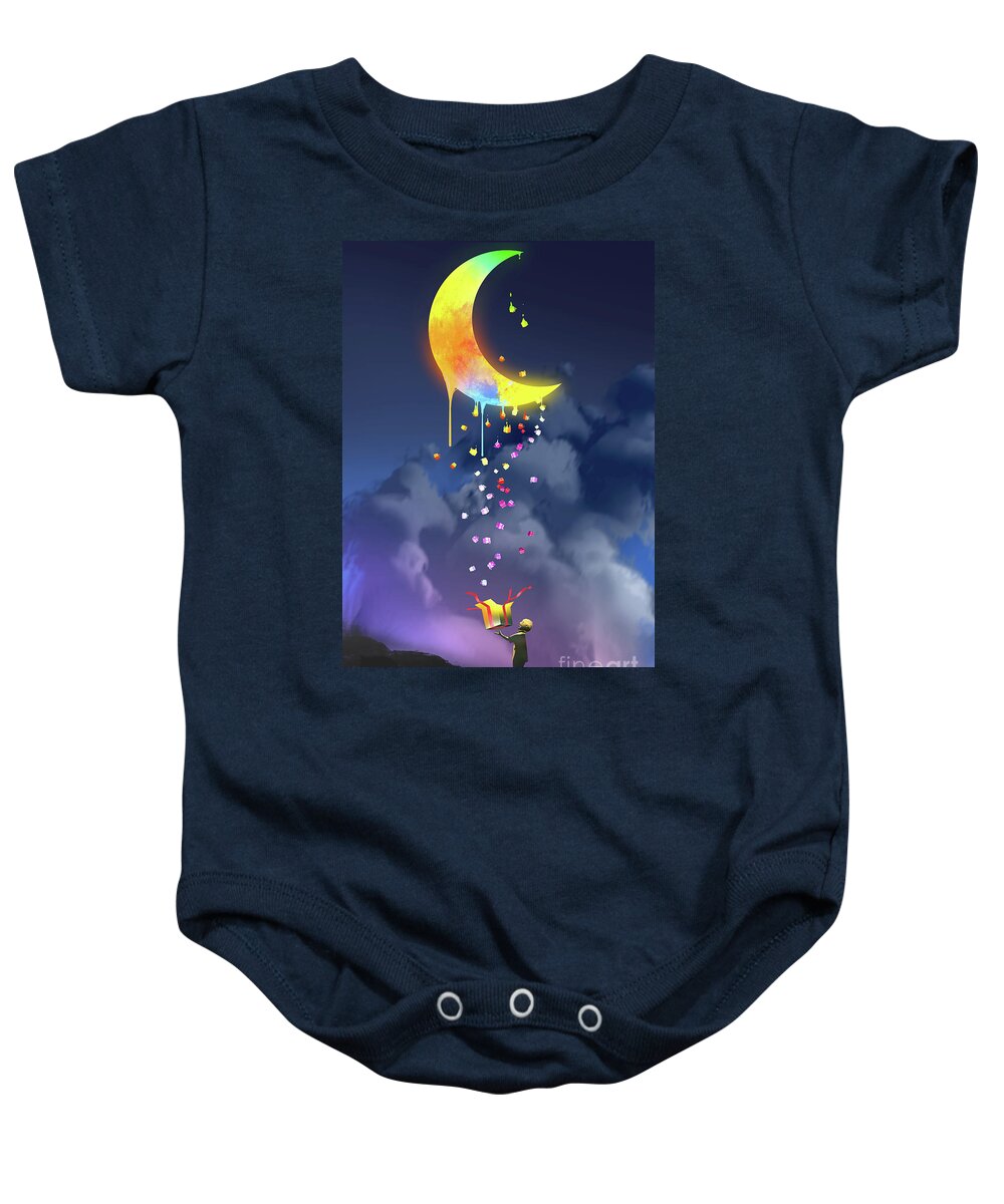Acrylic Baby Onesie featuring the painting Gifts From The Moon by Tithi Luadthong