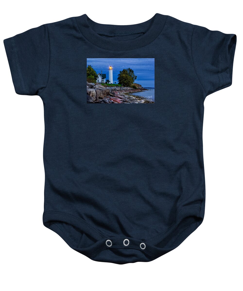 Lighthouse Baby Onesie featuring the photograph Guiding Light by Rod Best