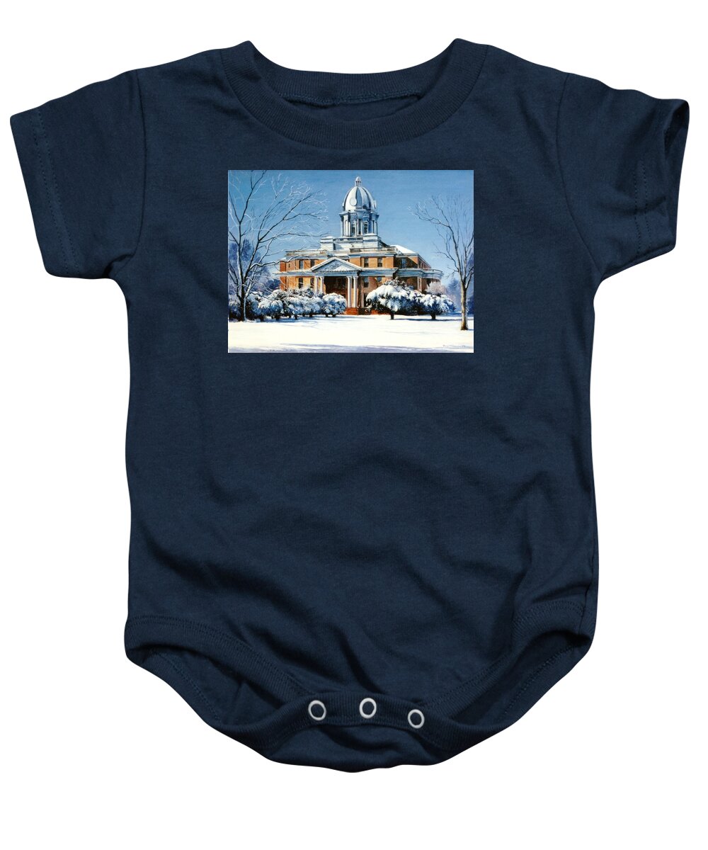 Hardin County Baby Onesie featuring the painting Hardin County Courthouse by Randy Welborn