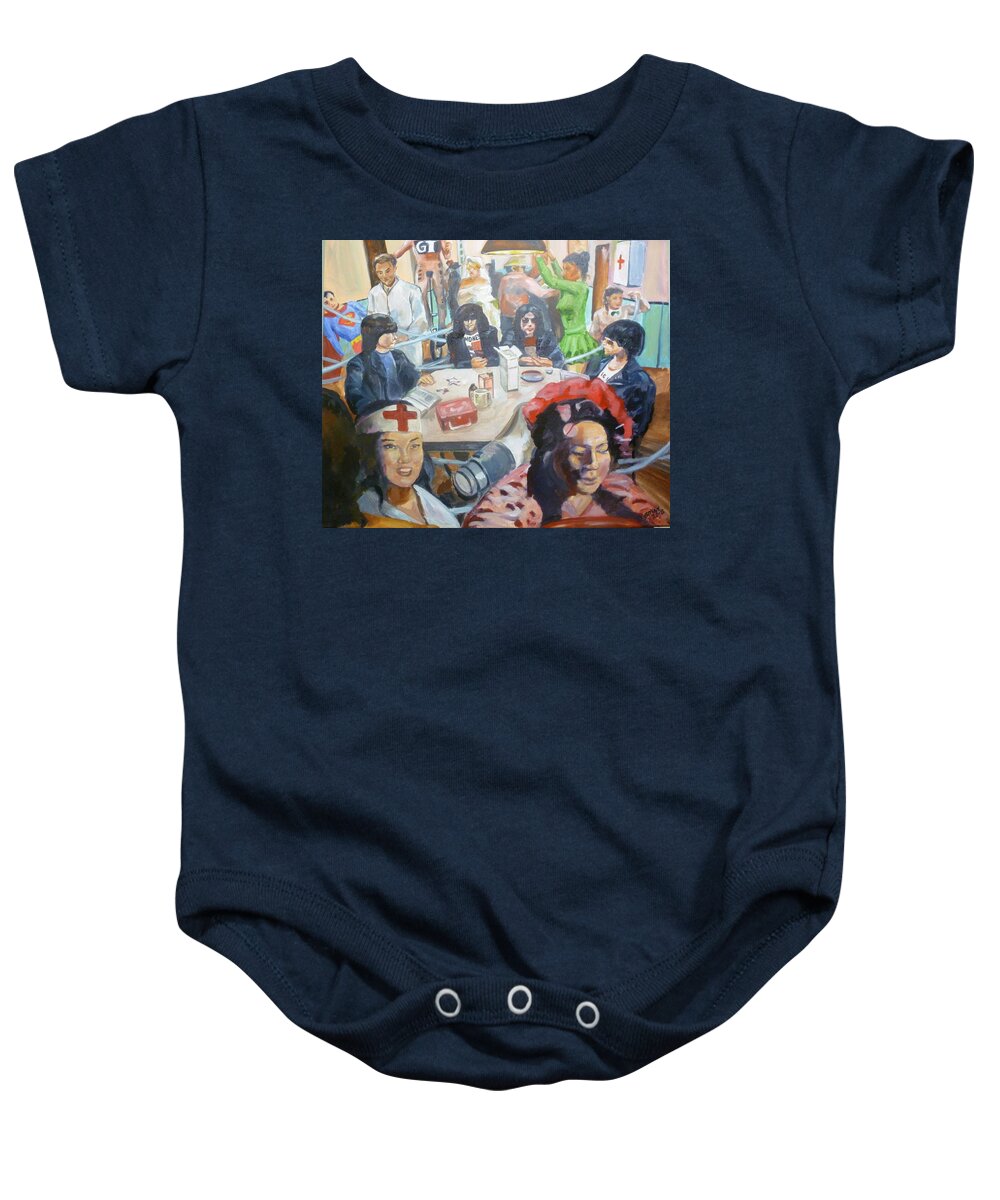 The Ramones Baby Onesie featuring the painting I Wanna Be Sedated by Bryan Bustard
