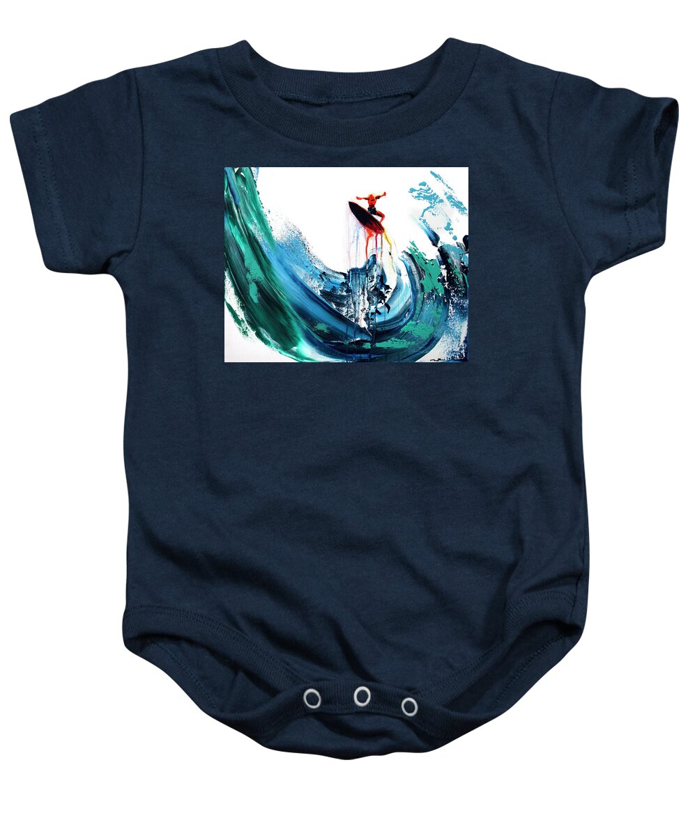 Surf Baby Onesie featuring the painting I'm not flying that thing, vol.1 by Nelson Ruger