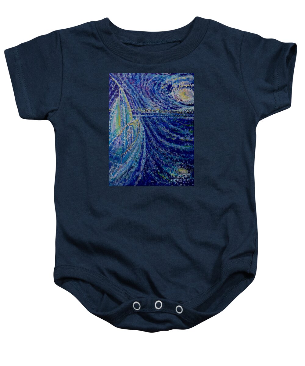 Ghost Ship Baby Onesie featuring the painting Ghost Ship by Holly Carmichael