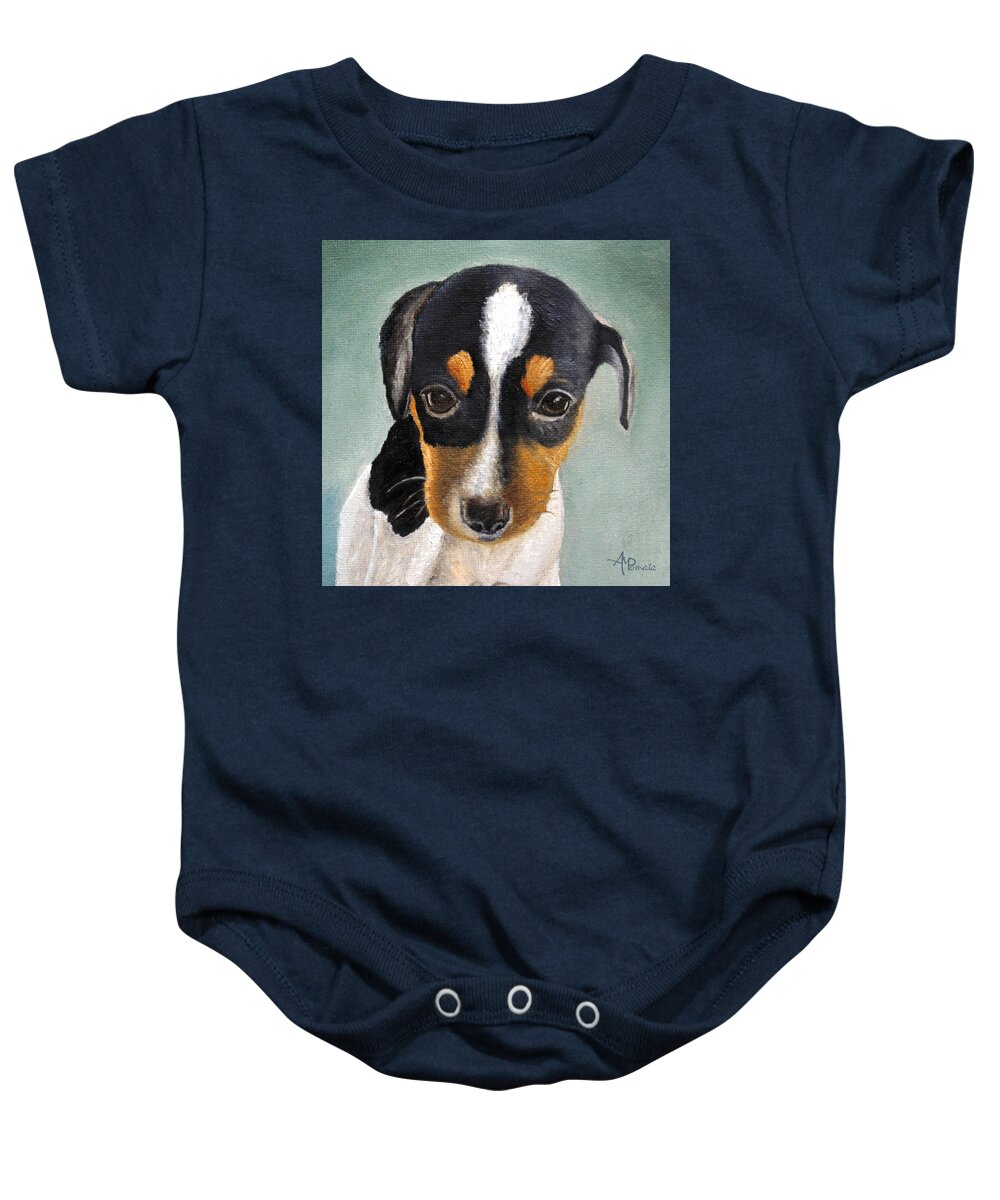 Jack Russell Terrier Baby Onesie featuring the painting Doe-eyed Glance by Angeles M Pomata