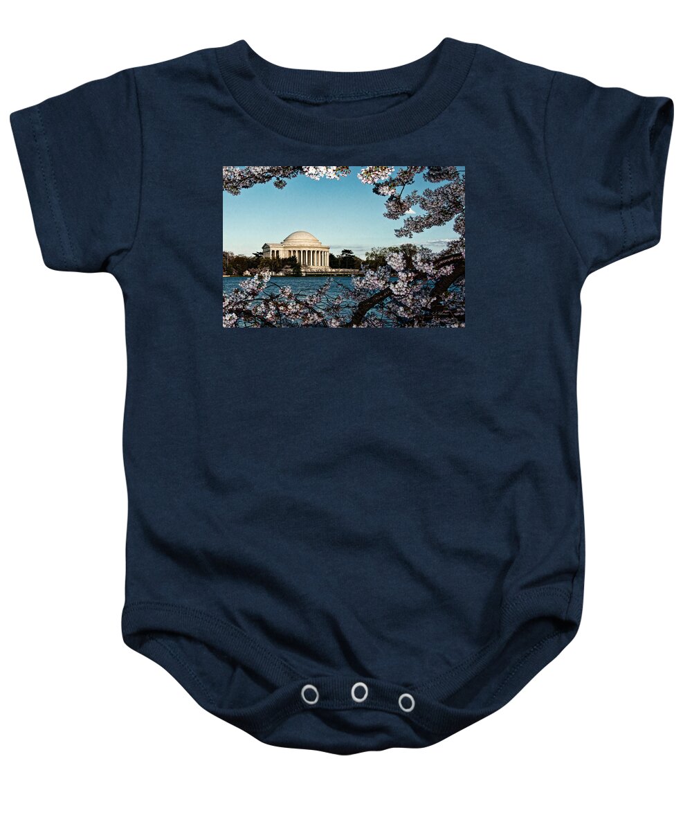 Memorial Baby Onesie featuring the photograph Jefferson Memorial In Spring by Christopher Holmes