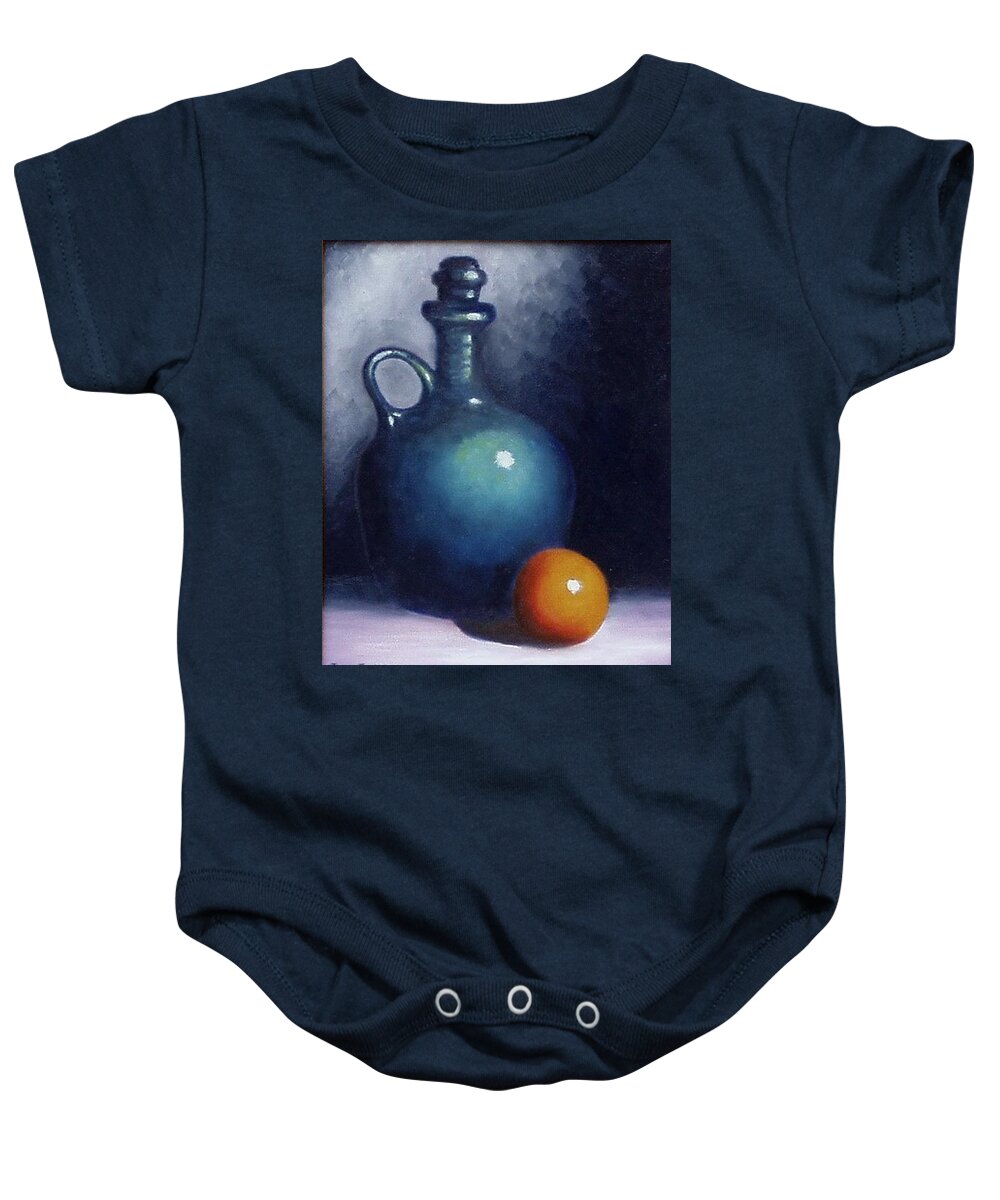 Still Life. Baby Onesie featuring the painting Jug and orange. by Gene Gregory