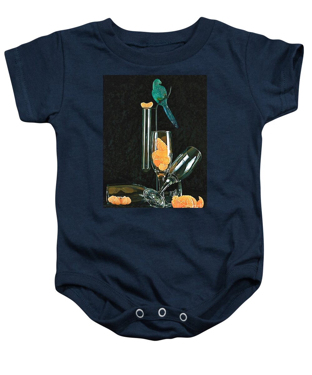 Green Parrot Baby Onesie featuring the photograph Le Perroquet Vert by Elf EVANS