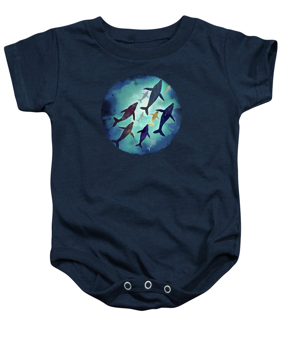 Whales Baby Onesie featuring the digital art Light Above by Spacefrog Designs