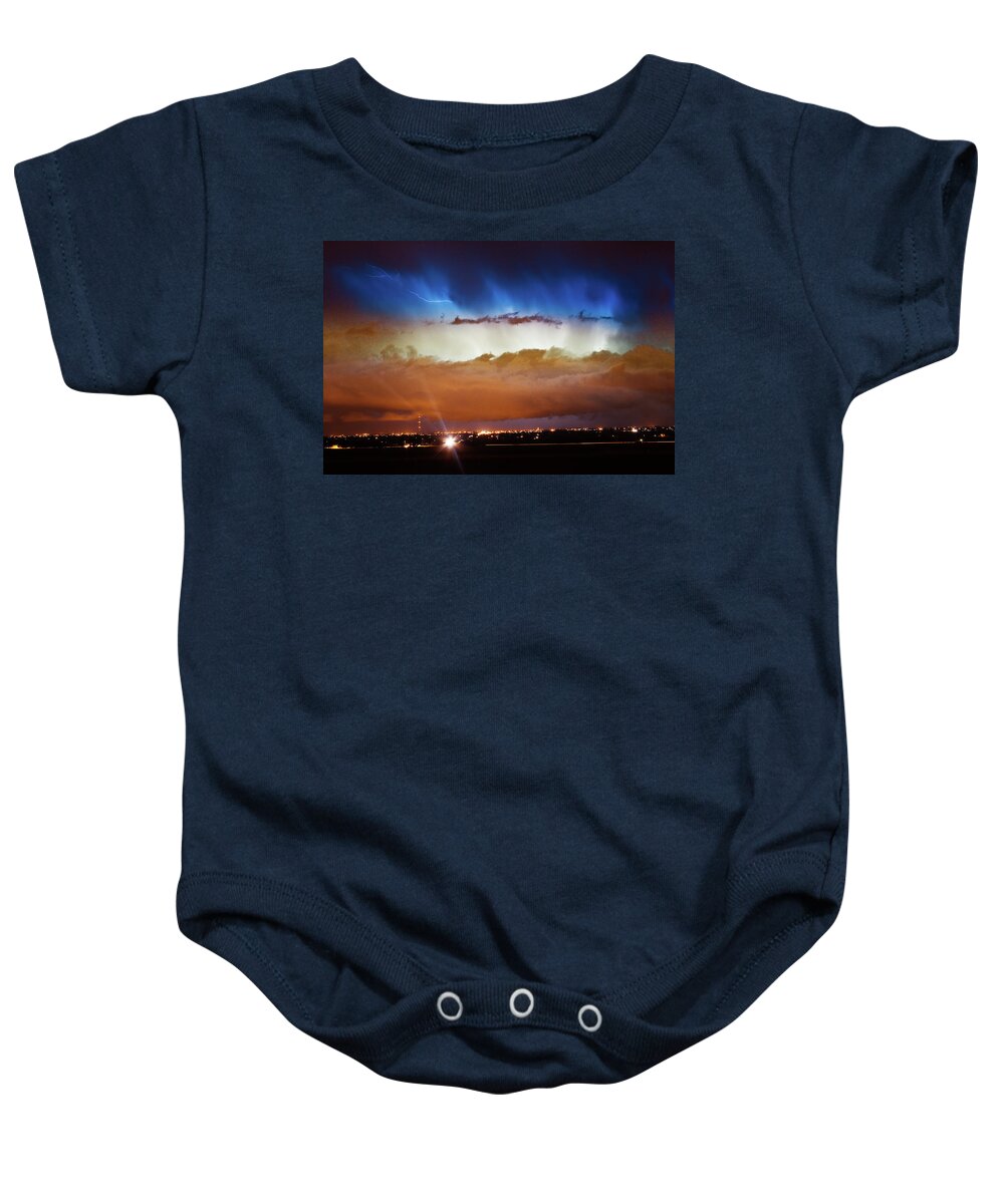 bo Insogna Baby Onesie featuring the photograph Lightning Cloud Burst Boulder County Colorado IM34 by James BO Insogna