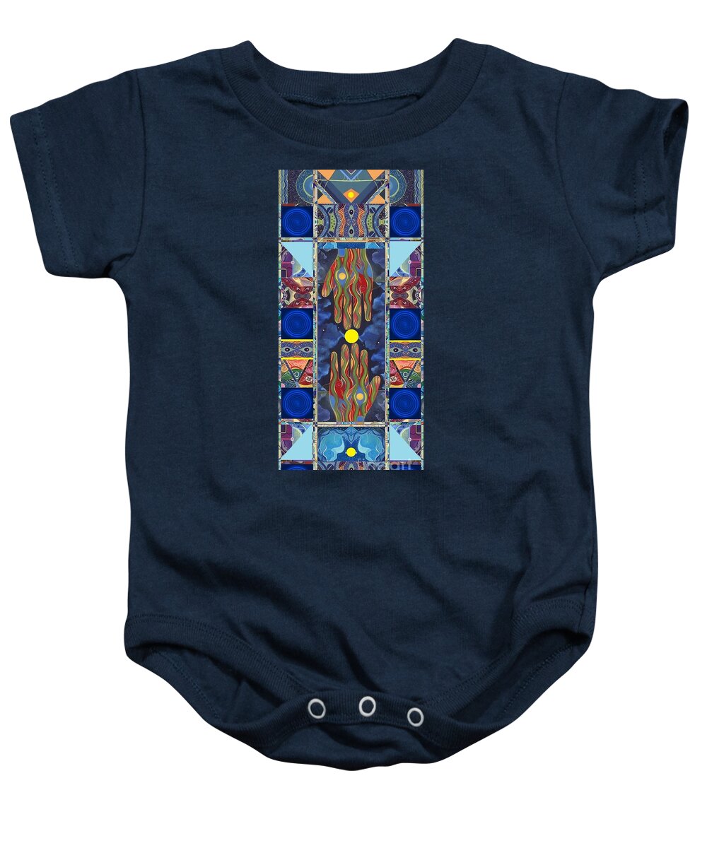 Figurative Abstraction Baby Onesie featuring the mixed media Making Magic - Take Two by Helena Tiainen