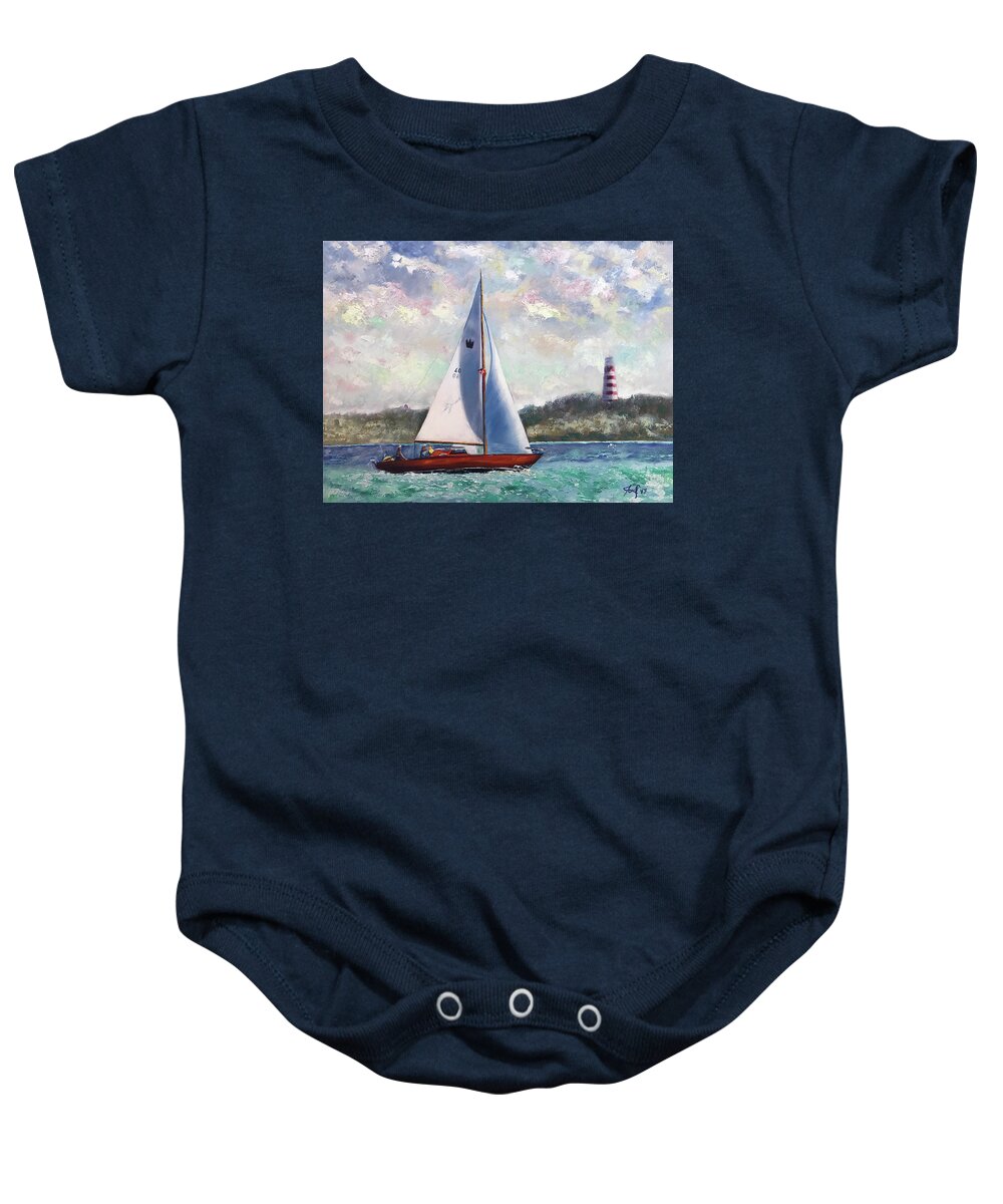 The Artist Josef Baby Onesie featuring the painting Mara's Abaco Vacation by Josef Kelly