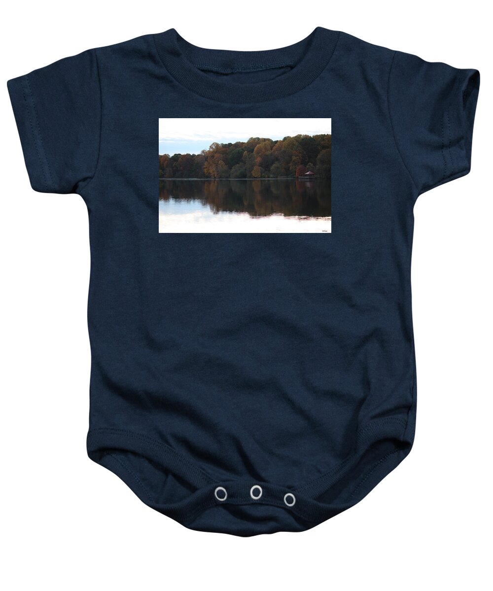 Maryland Baby Onesie featuring the photograph Maryland Autumns - Lake Elkhorn - Red Roof by Ronald Reid