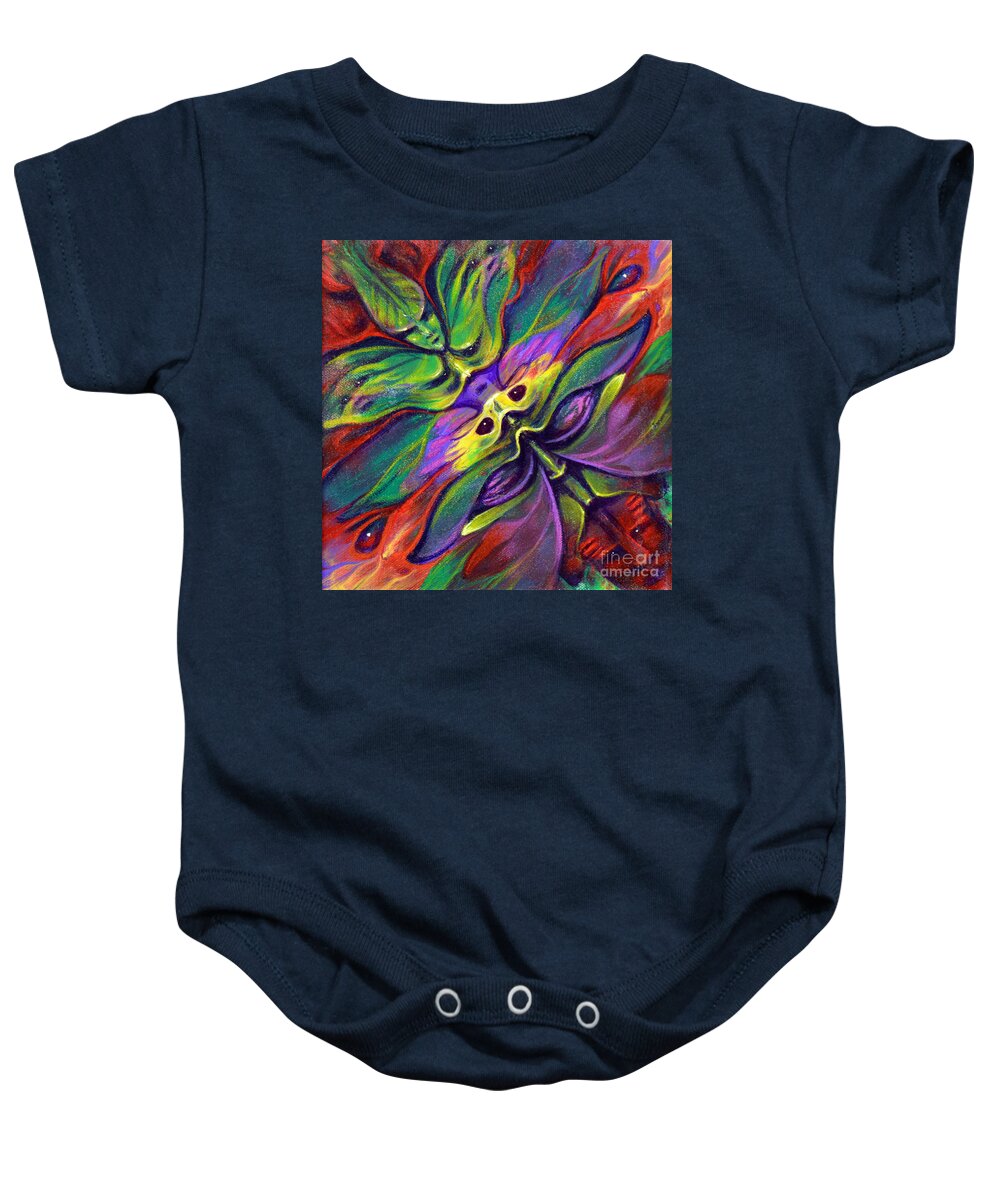 Rorshach Baby Onesie featuring the painting Masqparade 7 by Ricardo Chavez-Mendez