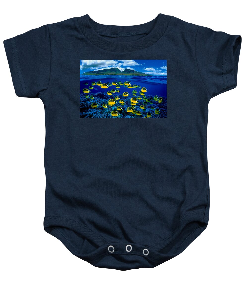 B1929 Baby Onesie featuring the photograph Maui Butterflyfish by Dave Fleetham - Printscapes
