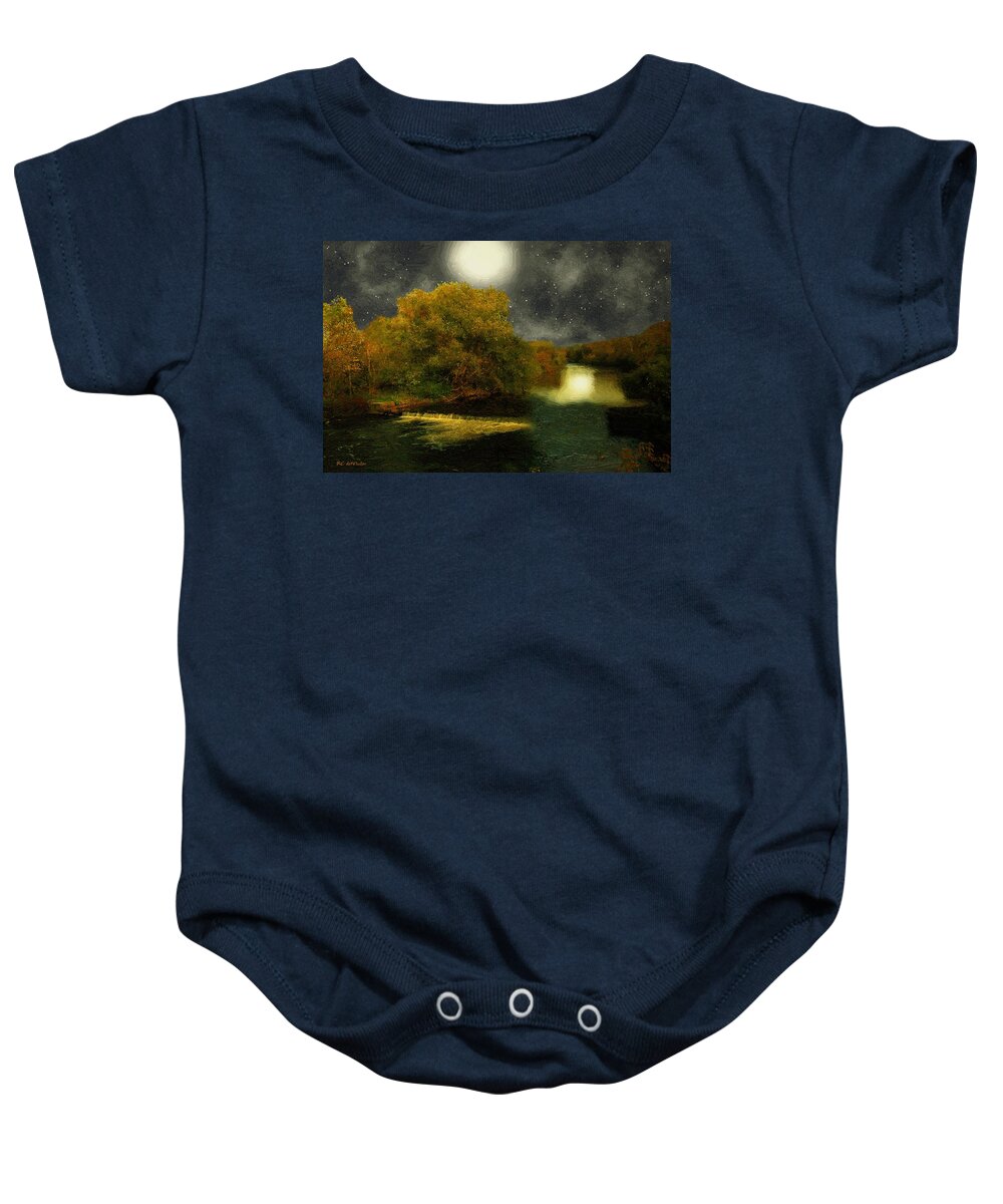 Landscape Baby Onesie featuring the painting Moonlight in the Berkshires by RC DeWinter