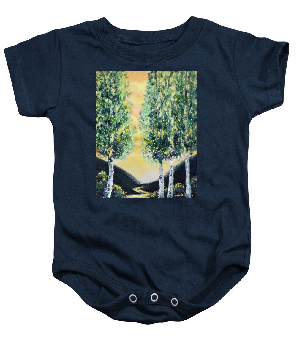 Trees Baby Onesie featuring the painting Morning Walk by Gina De Gorna