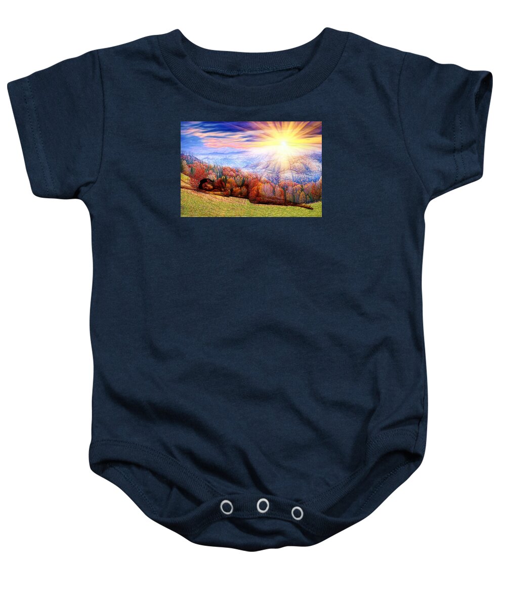 Mother Nature Baby Onesie featuring the digital art Mother Nature by Lilia D