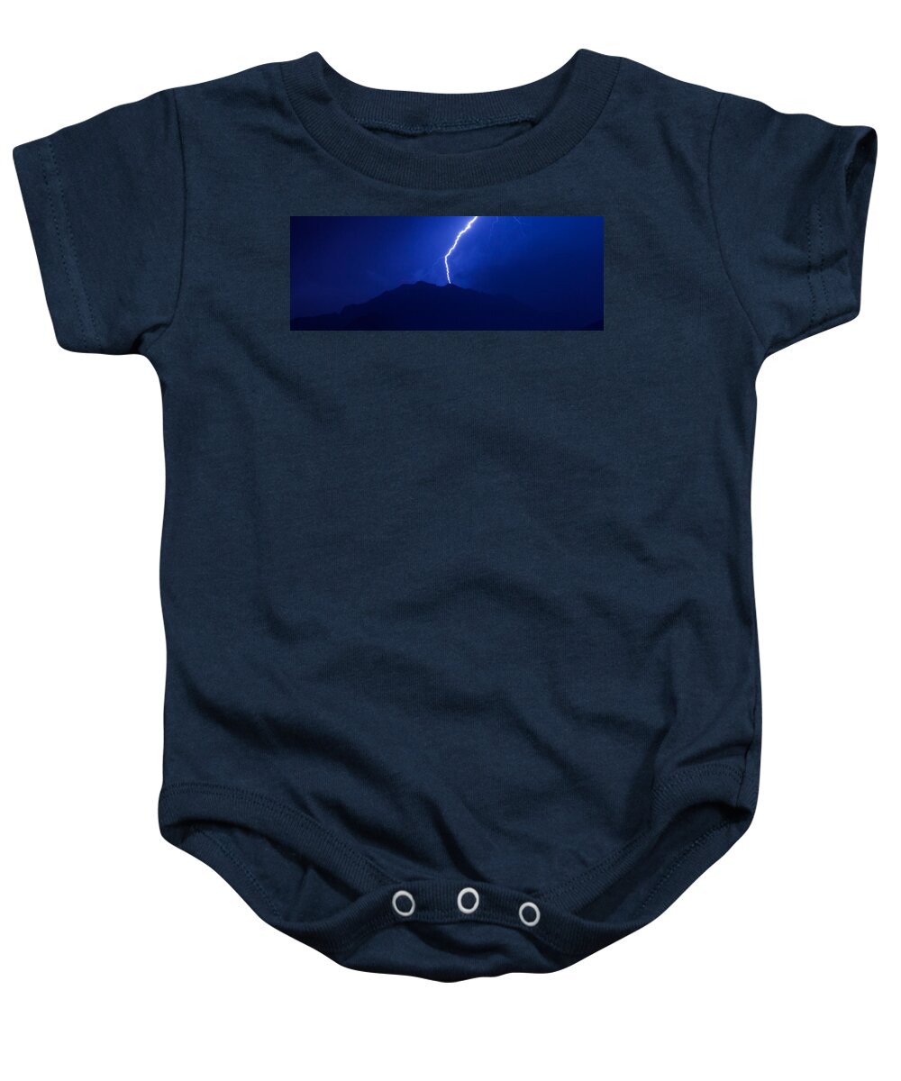 El Paso Baby Onesie featuring the photograph Mount Franklin Lightning by SR Green