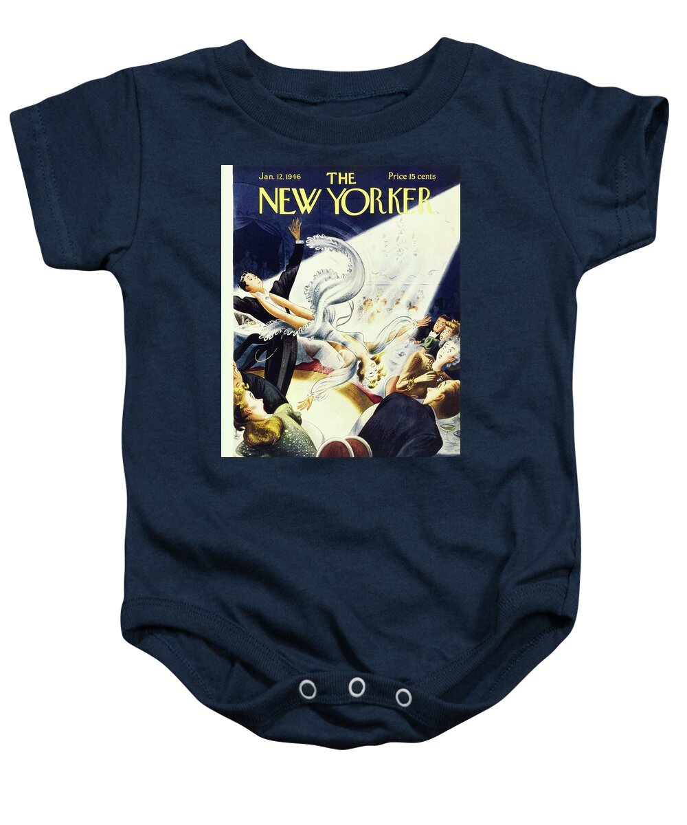 Dancers Baby Onesie featuring the painting New Yorker January 12 1946 by Constantin Alajalov