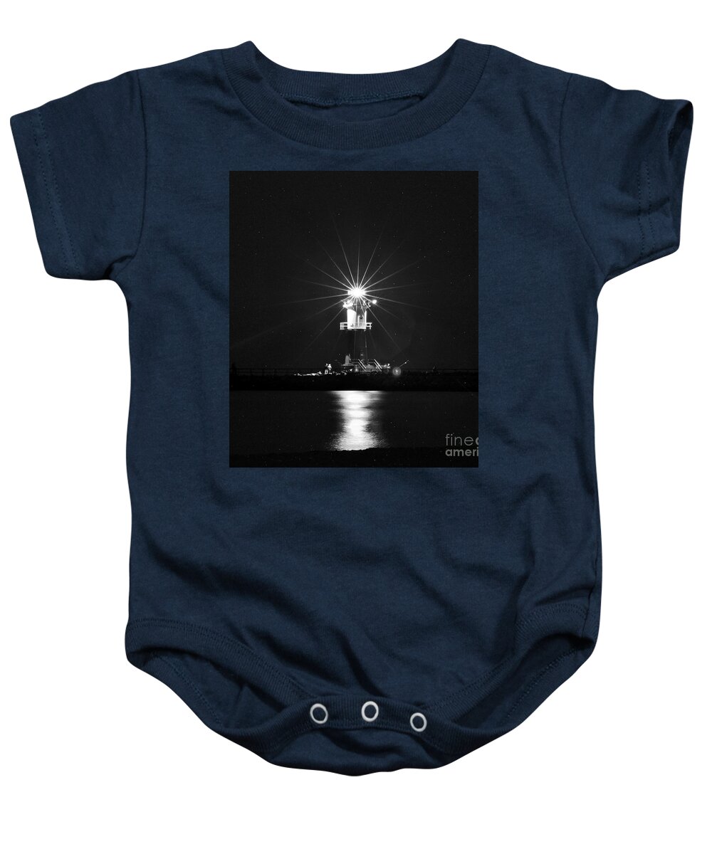 Nocturnal Lighting On The Baltic Sea Baby Onesie featuring the photograph Nocturnal Lighting on the Baltic Sea by Silva Wischeropp