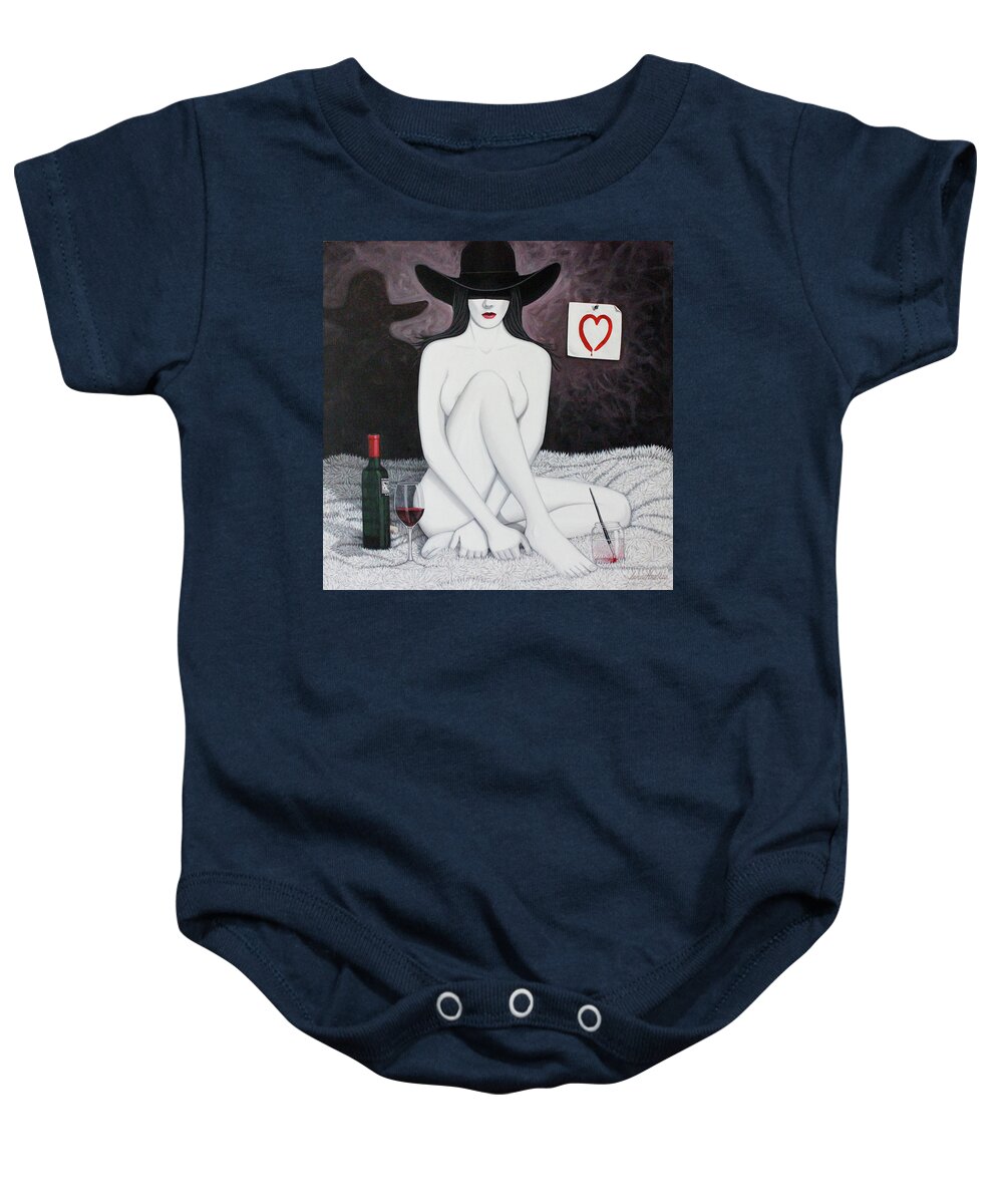 Girl Baby Onesie featuring the painting Nothin' But Red by Lance Headlee