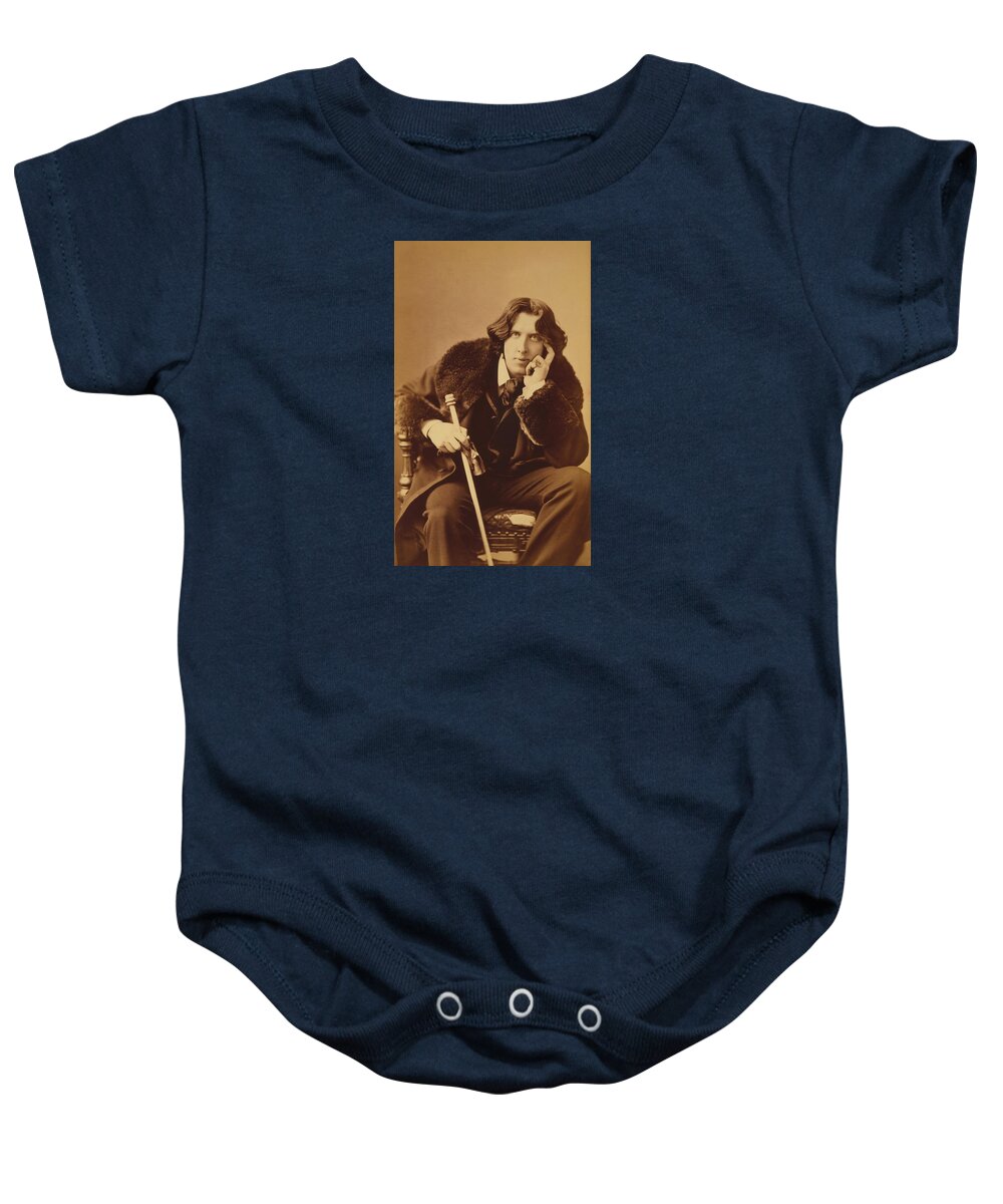 Oscar Wilde Baby Onesie featuring the photograph Oscar Wilde - Irish Author and Poet by War Is Hell Store