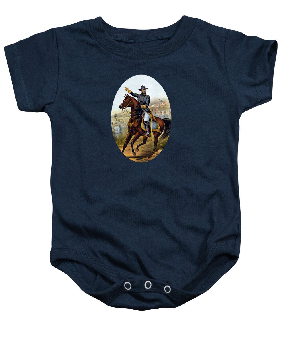Civil War Baby Onesie featuring the painting Our Old Commander - General Grant by War Is Hell Store