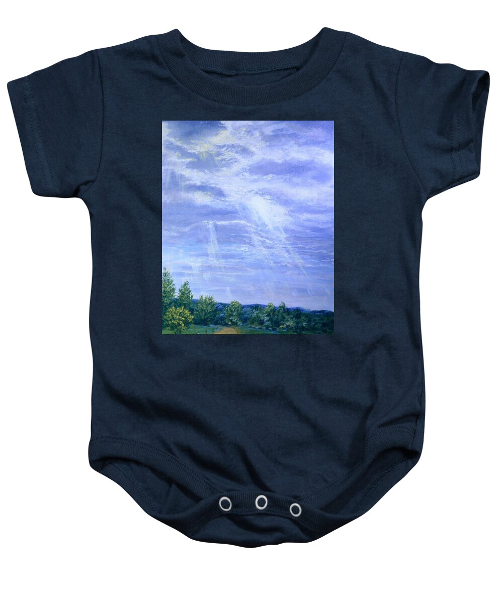  Baby Onesie featuring the painting Pasture Lane by Barbel Smith