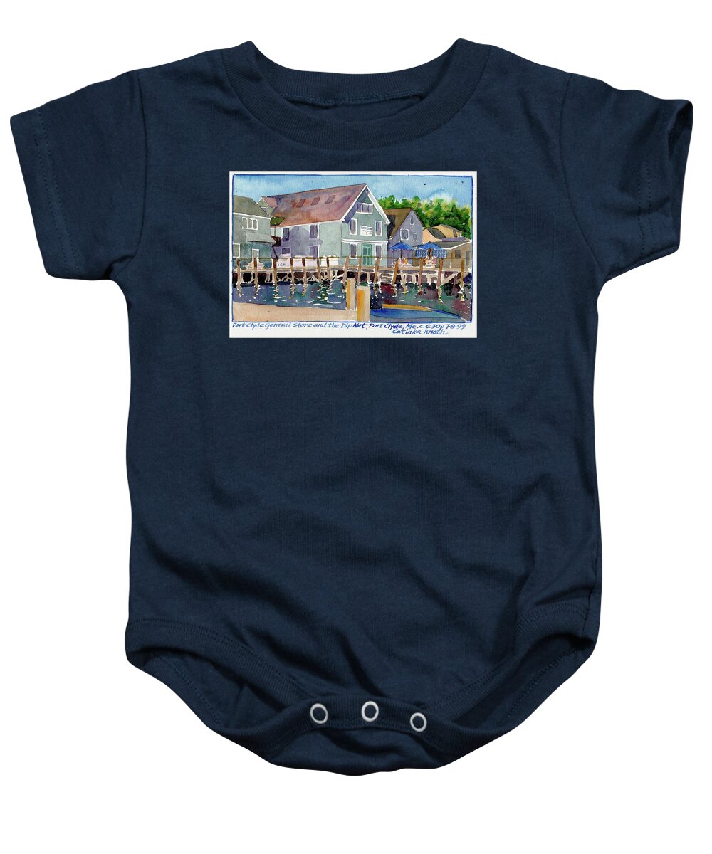 Port Clyde General Store Maine Baby Onesie featuring the painting Port Clyde General Store Maine by Catinka Knoth