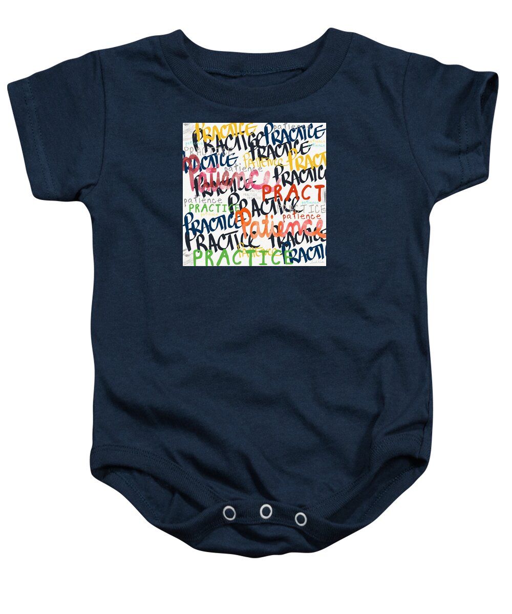 Practice Patience Baby Onesie featuring the painting Practice Patience- Art by Linda Woods by Linda Woods