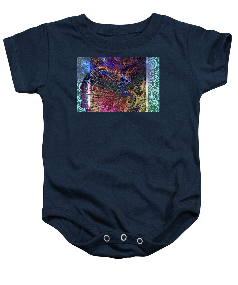 Psychedelic Baby Onesie featuring the painting Psychedeco 1 by Priscilla Huber
