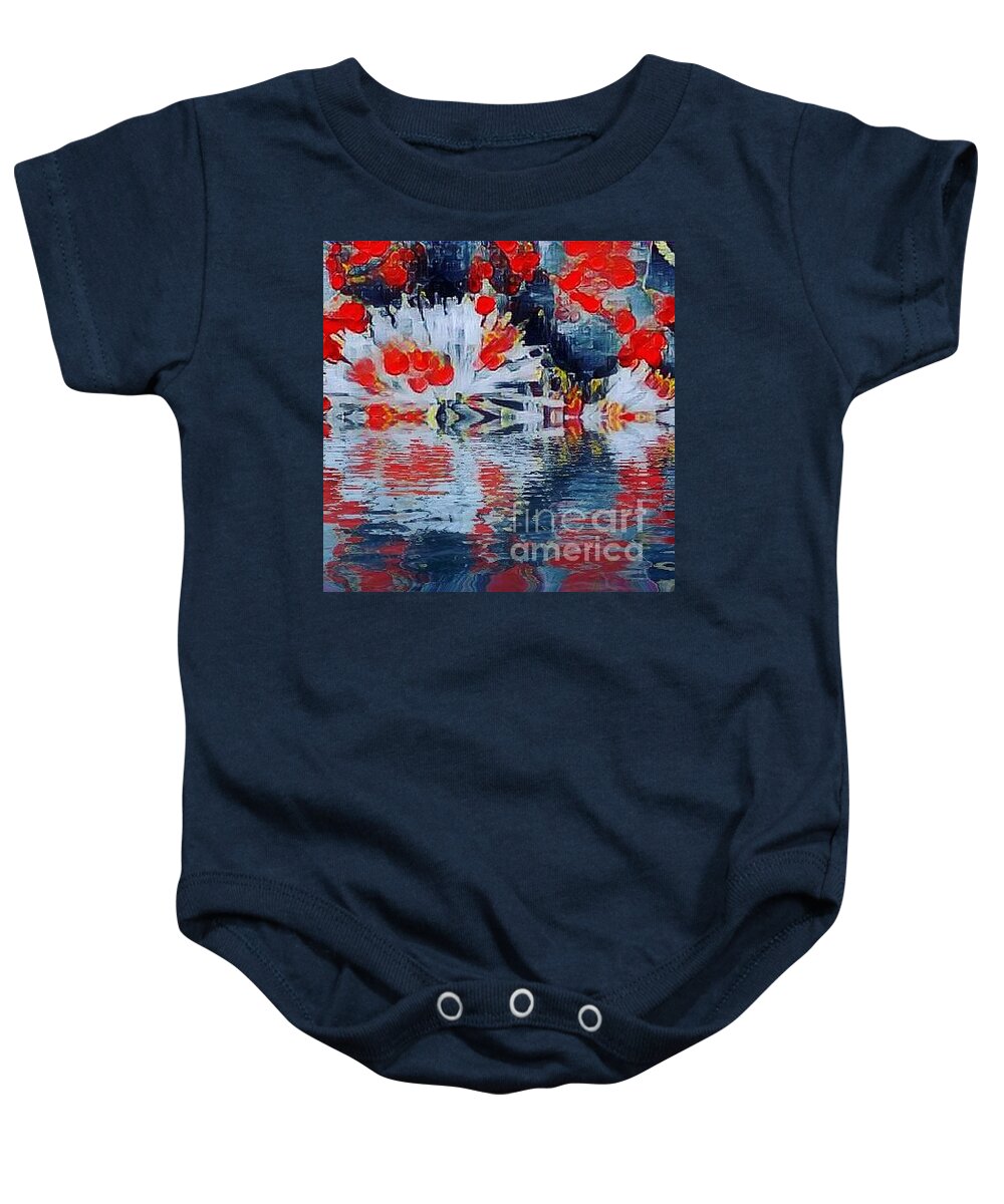 Reflection Baby Onesie featuring the photograph Red and blue on the water by Steven Wills