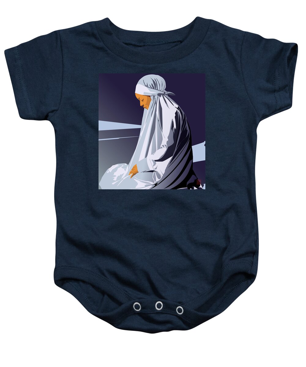  Baby Onesie featuring the digital art Reflections at Fajr by Scheme Of Things Graphics