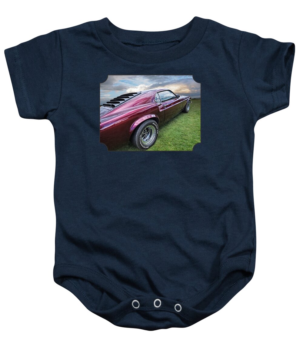 Classic Ford Mustang Baby Onesie featuring the photograph Rich Cherry - '69 Mustang by Gill Billington