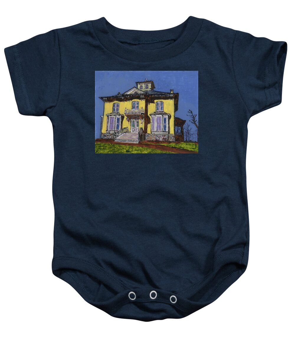 Strang Baby Onesie featuring the painting Robert Strang House 1867 by Phil Strang