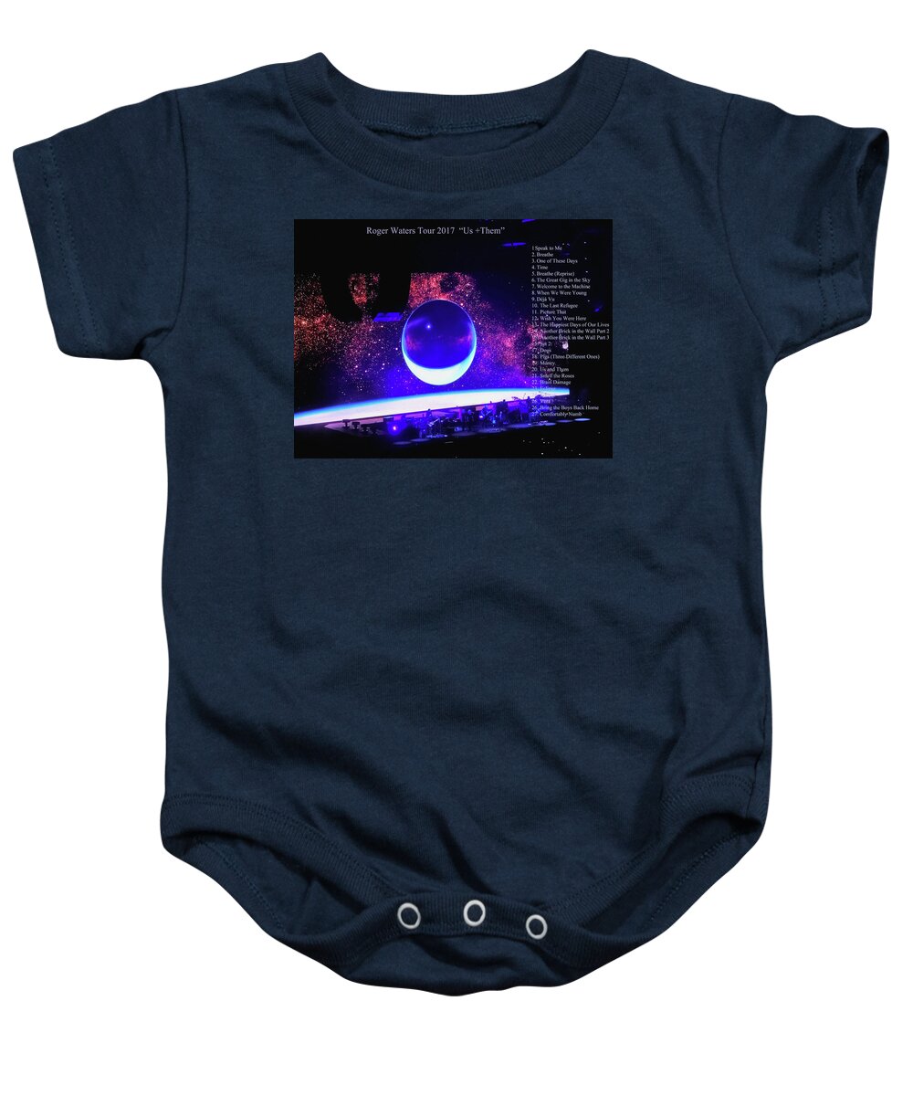 Roger Waters Baby Onesie featuring the photograph Roger Waters Tour 2017 Show in Portland OR by Tanya Filichkin
