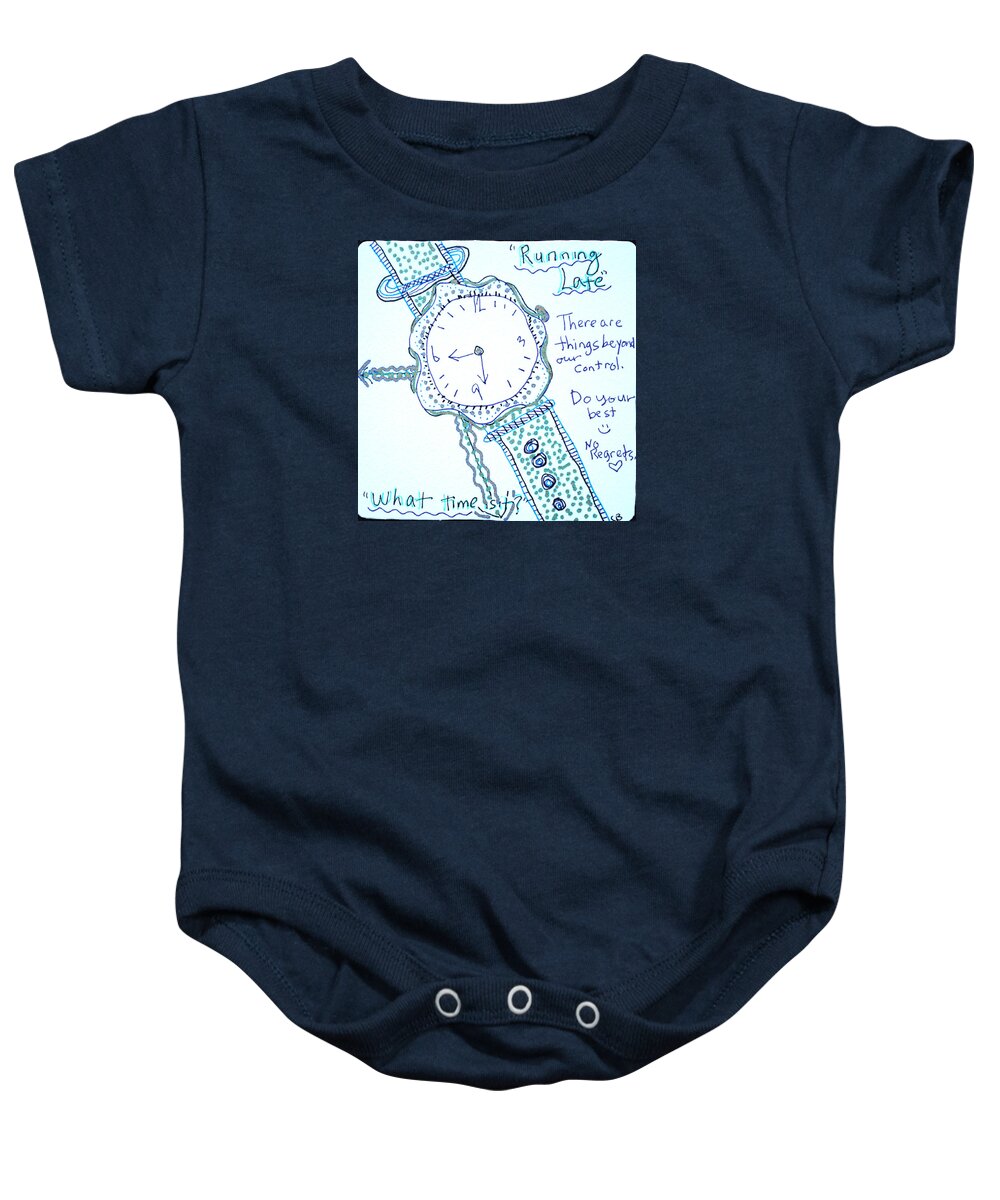 Zentangle Baby Onesie featuring the drawing On Time by Carole Brecht