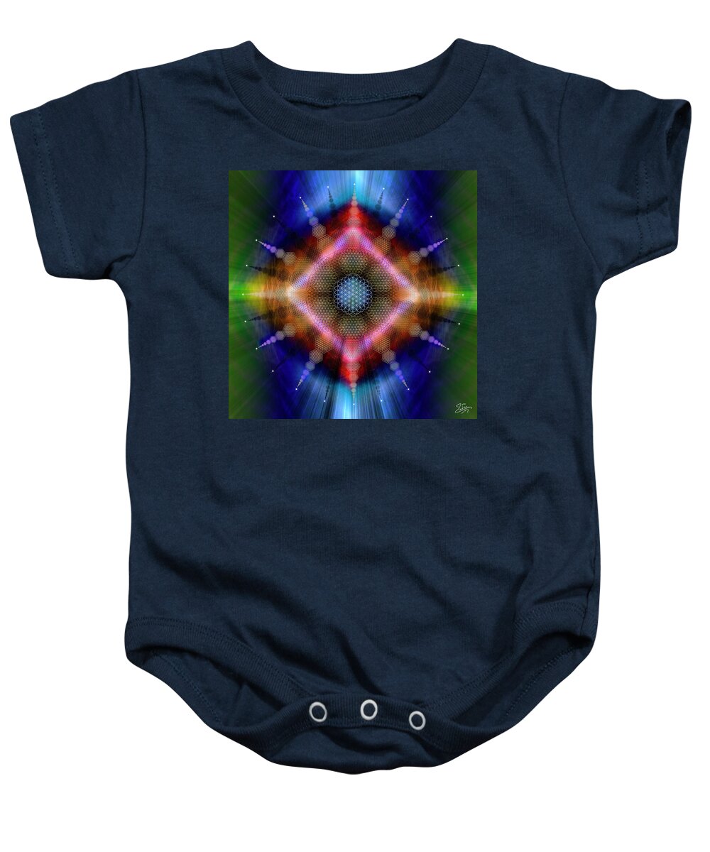 Endre Baby Onesie featuring the digital art Sacred Geometry 645 by Endre Balogh