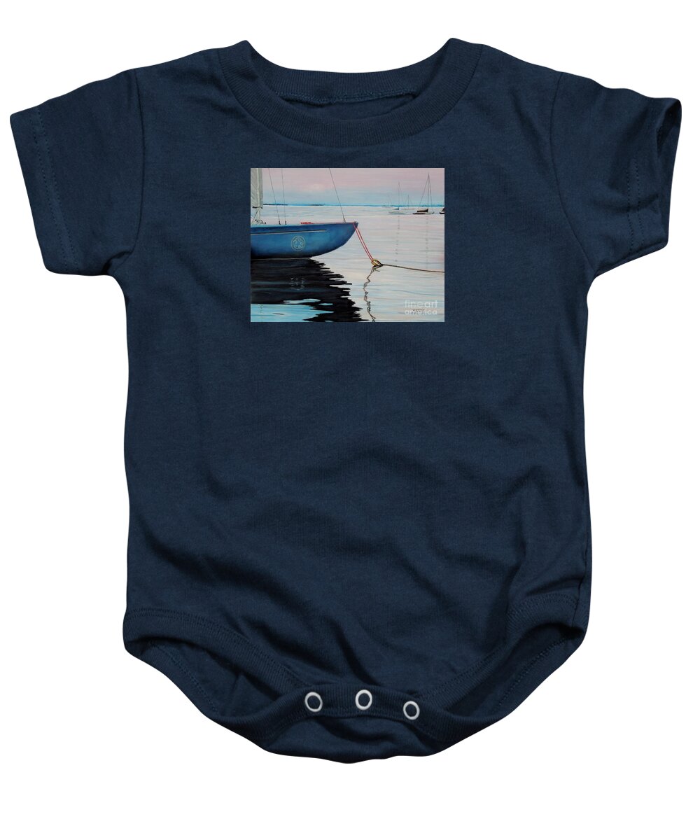 Sailboat Baby Onesie featuring the painting Sailboat tied by Marilyn McNish