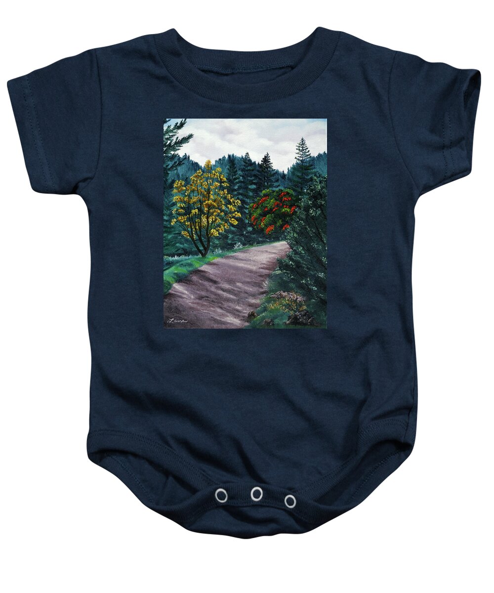 California Baby Onesie featuring the painting Sanborn Trail by Laura Iverson