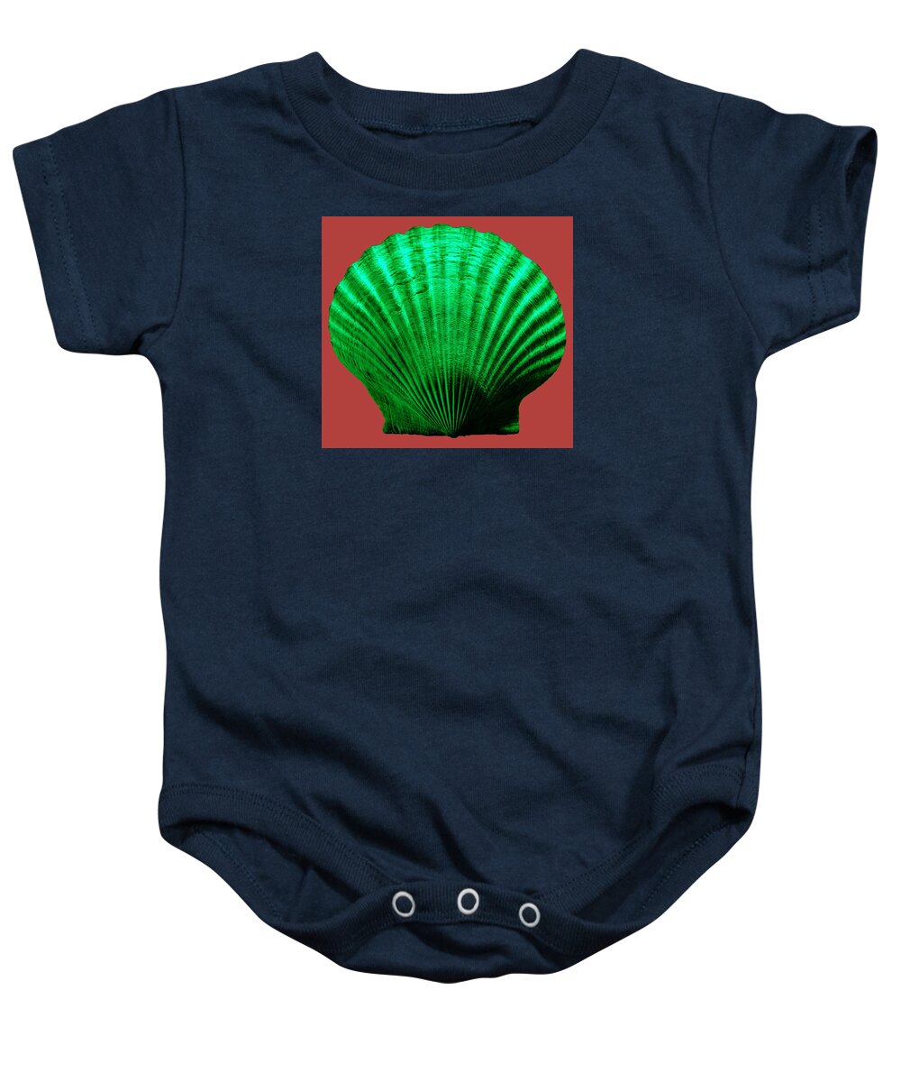 Sea Baby Onesie featuring the photograph Sea Shell-Green-red by WAZgriffin Digital