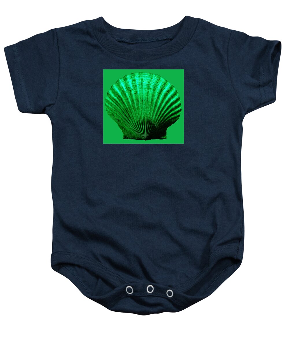 Sea Baby Onesie featuring the photograph Sea Shell -Green by WAZgriffin Digital