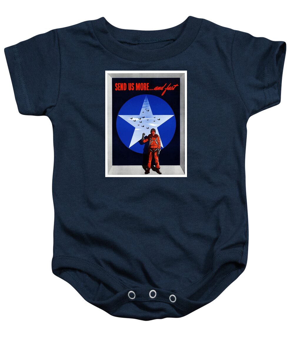 Air Force Baby Onesie featuring the painting Send Us More and Fast -- WW2 by War Is Hell Store