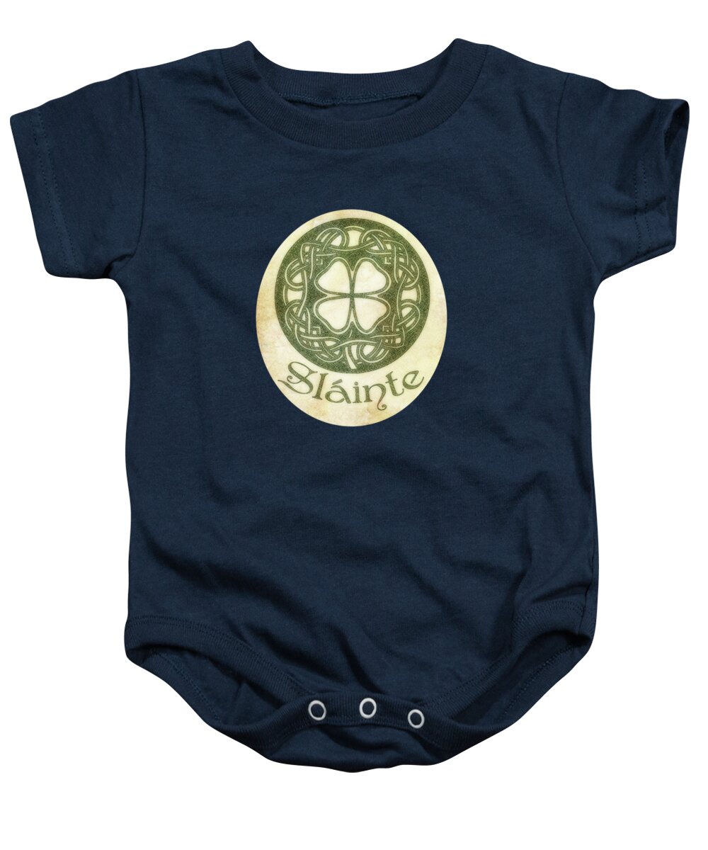 Slainte Baby Onesie featuring the painting Slainte Or To Your Health by Little Bunny Sunshine