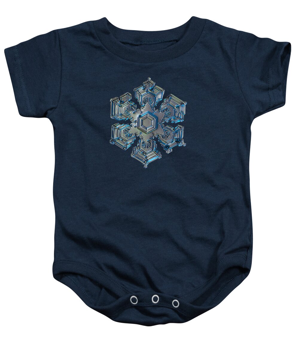 Snowflake Baby Onesie featuring the photograph Snowflake photo - Silver foil by Alexey Kljatov
