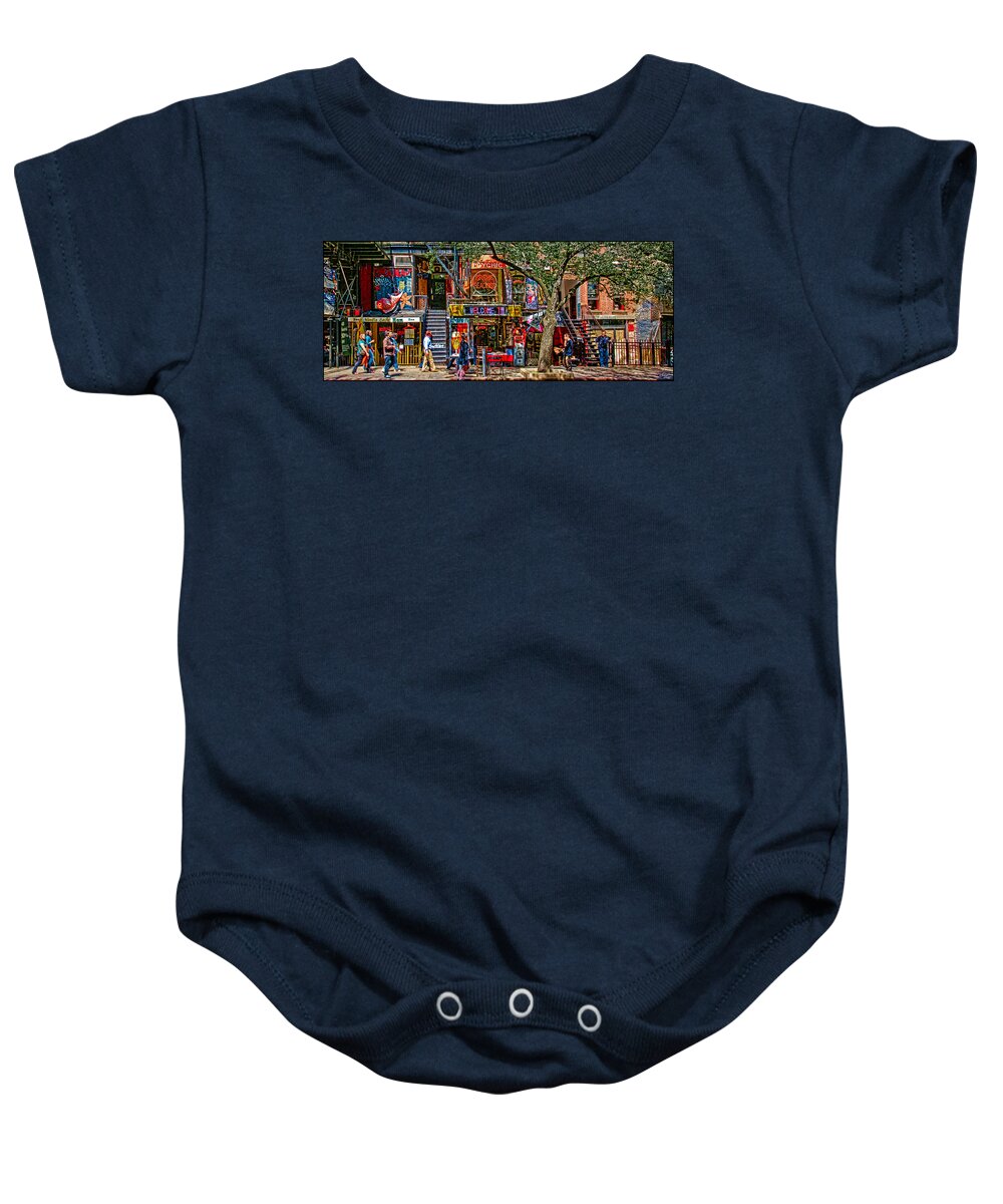 St. Mark's Place Baby Onesie featuring the photograph St Marks Place by Chris Lord