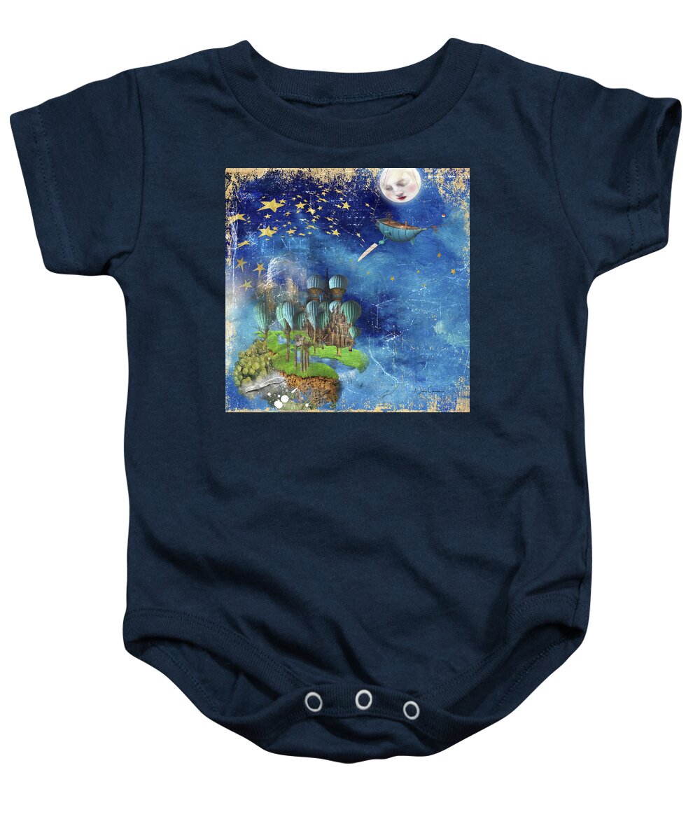Art Baby Onesie featuring the digital art StarFishing in a Mystical Land by Nicky Jameson