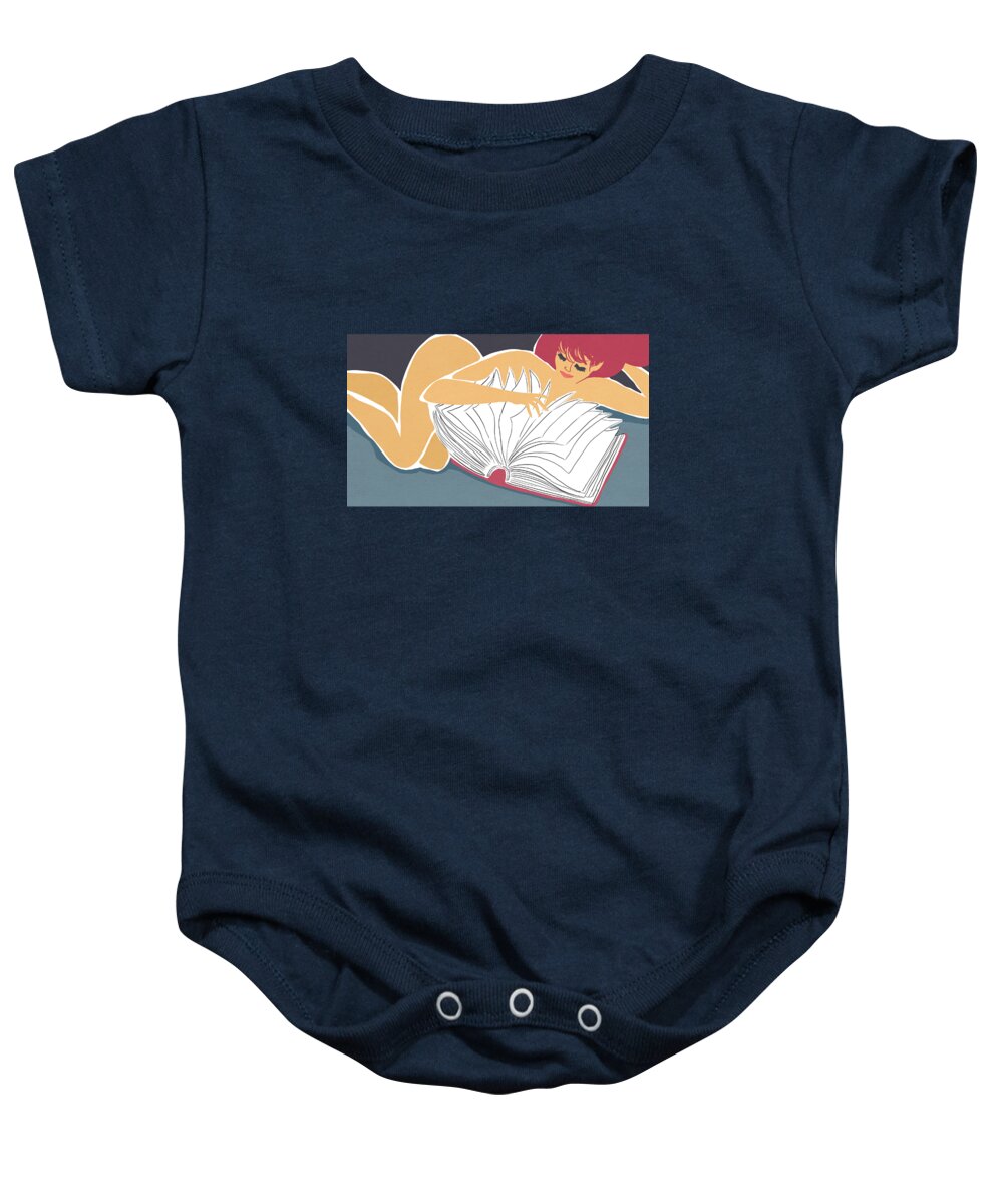 Books Baby Onesie featuring the mixed media Stay Up Late Reading by Little Bunny Sunshine