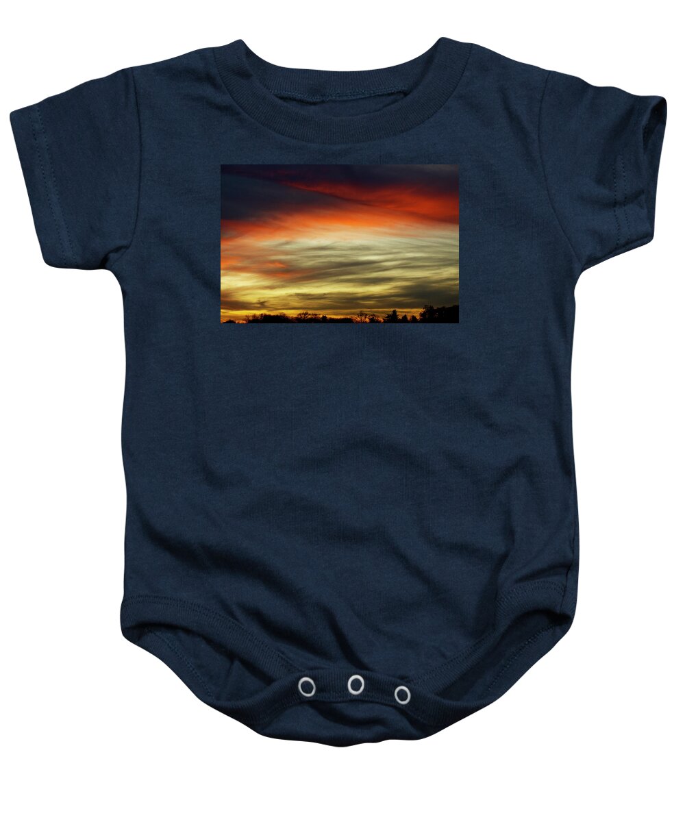 Nightfall Baby Onesie featuring the photograph Sundown Sky by Carol F Austin