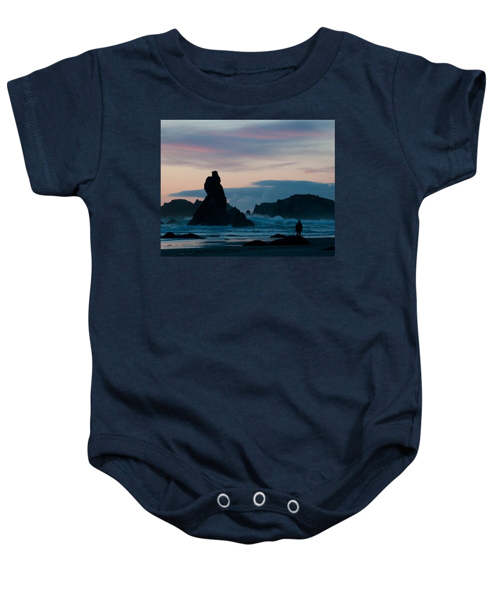 Oregon Baby Onesie featuring the photograph Sunset Bandon Bay by Roberta Kayne